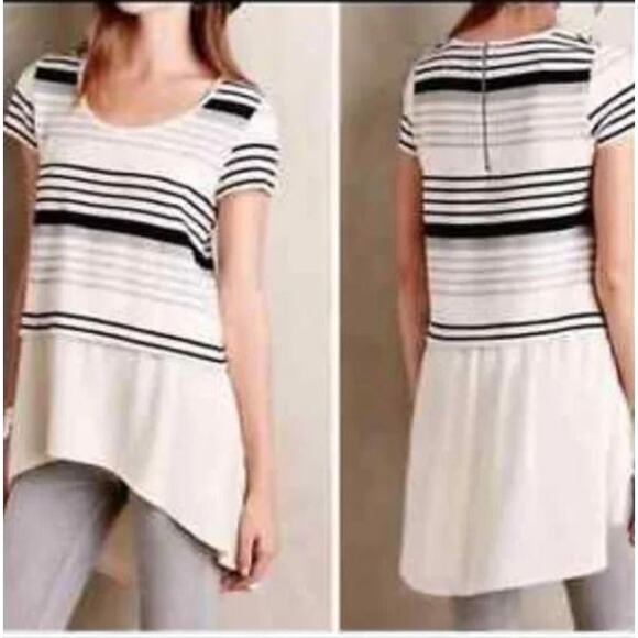 Anthropologie Deletta Top Gradient Stripe Hi Low Tunic - Picture 1 of 5